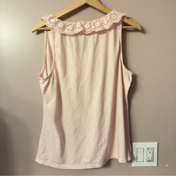 Talbots Eyelet Ruffle Collar Sleeveless Top Pink Women Size XL - Picture 7 of 7
